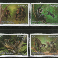 Rwanda 1988 Chimpanzee Primates Monkey Wildlife Animal Sc 1306-9 4v MNH # 1114