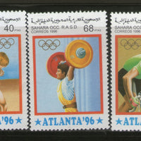 Sahara 1996 Olympic Games Sport Weightlifting Cycling 3v MNH # 1127