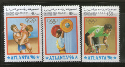 Sahara 1996 Olympic Games Sport Weightlifting Cycling 3v MNH # 1127