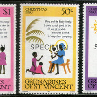 St. Vincent Grenadines 1980 Christmas Scenes and Verse 3v SPECIMEN MNH # 117 - Phil India Stamps