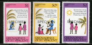 St. Vincent Grenadines 1980 Christmas Scenes and Verse 3v SPECIMEN MNH # 117 - Phil India Stamps