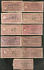 India Fiscal Kathiawar State 11 Diff Court Fee Revenue Stamp Used # 121