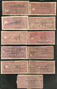 India Fiscal Kathiawar State 11 Diff Court Fee Revenue Stamp Used # 121