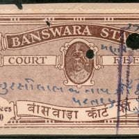 India Fiscal Banswara State 10 Rs. Court Fee Type 7B KM 89 Revenue Stamp # 0123 - Phil India Stamps