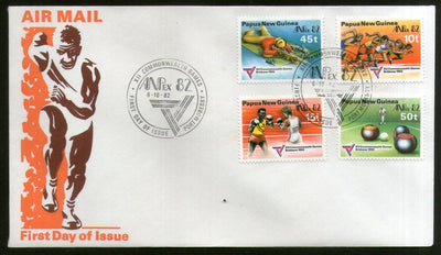 Papua New Guinea 1982 Commonwealth Games Sport Boxing Shooting Run 4v FDC #12572