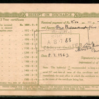 India 1951 Rs.1000 Post Office National Saving Certificate Scripophily # 12630