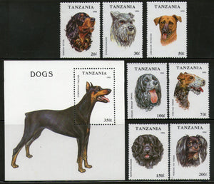 Tanzania 1993 Breeds of Dogs Pet Animals 7V+ M/s MNH # 12642
