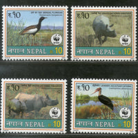 Nepal 2000 WWF Florican Horn Rhinoceros Bird Wildlife Animals Sc 682-5 MNH # 12826