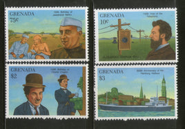 Grenada 1990 Mahatma Gandhi & Jawaharlal Nehru India Charlie Chaplin 4v MNH # 12831