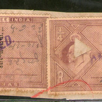India Fiscal Kathiawar State KEd 4As x2 Court Fee Revenue Stamp # 13008