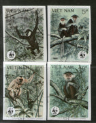 Vietnam 1987 WWF Gibbon Monkey Sc 1761-64 Wildlife Animal 4v Imperf Used # 13050a