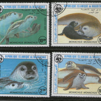 Mauritania 1986 WWF Monk Seal Fish Marine Life Animal 4V Sc 597-600 Used # 13054