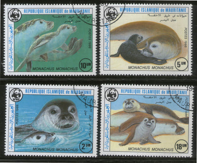 Mauritania 1986 WWF Monk Seal Fish Marine Life Animal 4V Sc 597-600 Used # 13054