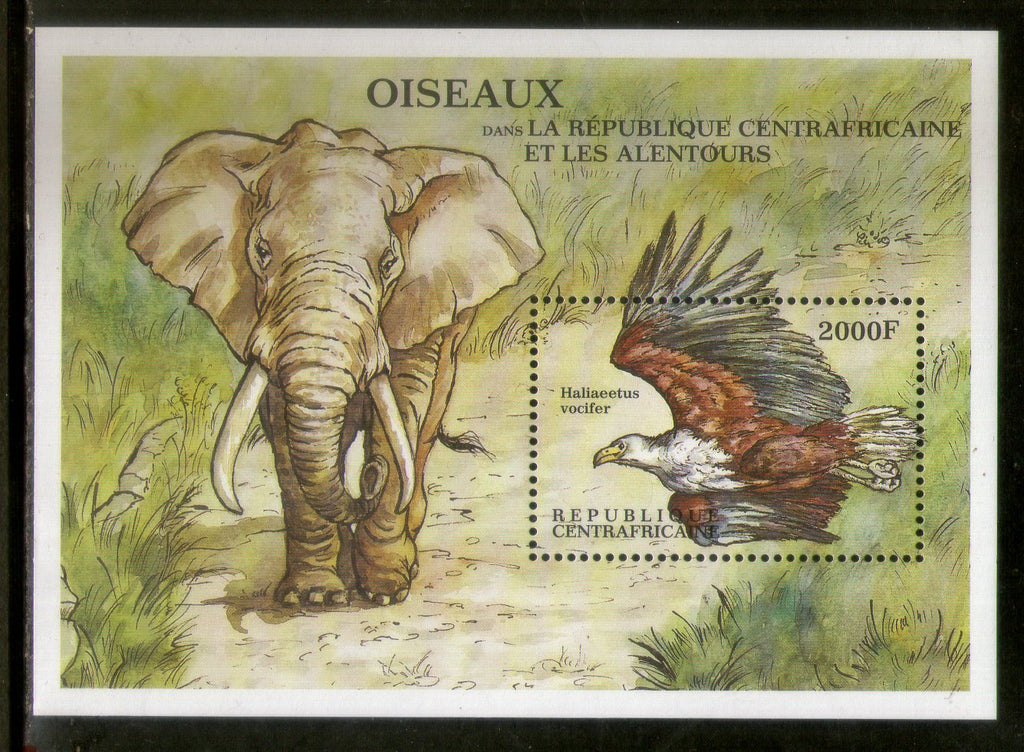 Central African Republic 2000 Elephant Eagle Birds Wildlife Animals Sc 1325 M/s MNH # 13061