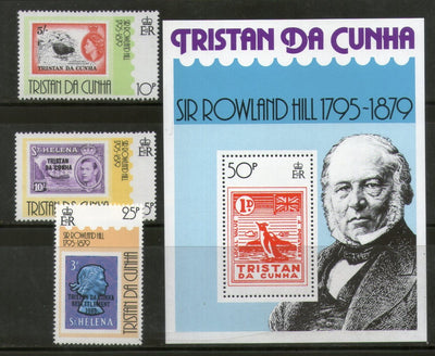 Tristan Da Cunha 1979 Sir Rowland Hill Stamp on Stamp 3v+M/s Sc 260-3 MNH # 13099