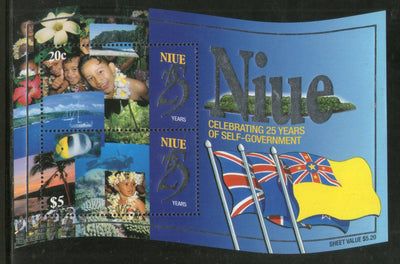 Niue 1999 Self-Government Anni. Flags Boat Fish Odd Shaped Sc 740 M/s MNH # 13115