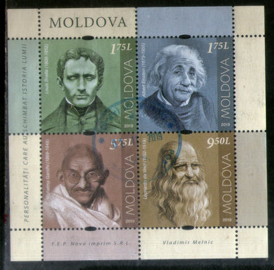 Moldova 2019 Mahatma Gandhi of India Einstein Louis Braille Leonard Da Vinci 4v Fine Used M/s # 13133B
