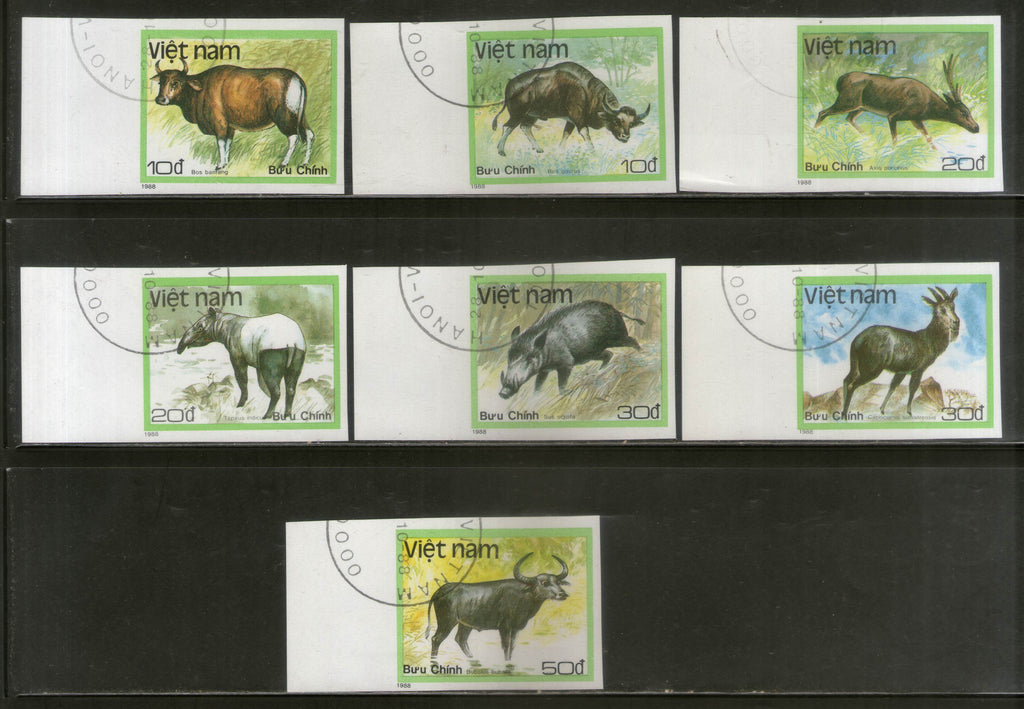 Vietnam 1988 Wildlife Animals 7v Imperf Sc 1885-91 Used # 13143A
