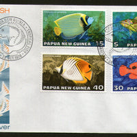 Papua New Guinea 1976 Fishes Marinelife Mammals Butterflyfish 4v FDC # 13170