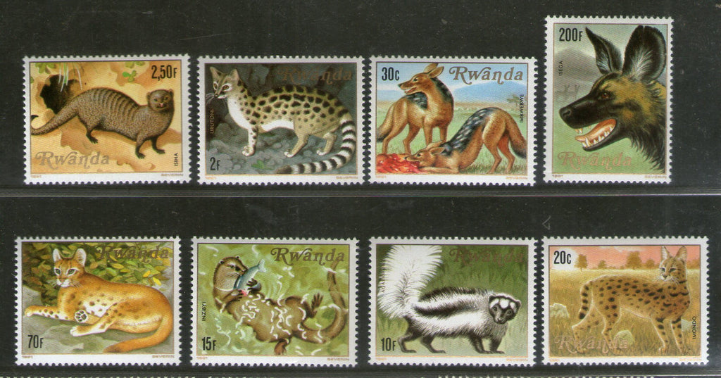 Rwanda 1981 Carnivorous Animals Fox Big Cat Wildlife Fauna 8v Sc 1035-42 MNH # 13202