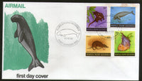Papua New Guinea 1980 Animals Fish Bat Rat Cat Marinelife Wildlife 4v FDC #13233