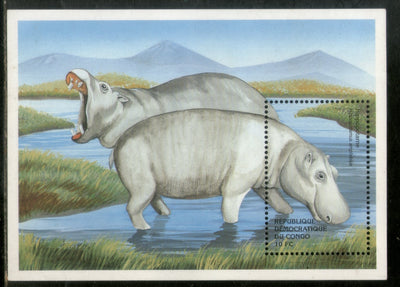 Congo Zaire 2000 Hippopotamus Wildlife Animal Fauna Sc 1515 M/s MNH # 13407