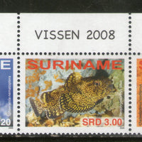 Suriname 2007 Fishes Marine Life Animals Sc 1367 Setenant 3v MNH # 13421