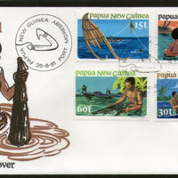 Papua New Guinea 1981 Fishing Net Fishing Ship 4v FDC # 13442