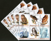 Angola 2000 Birds Snowy Owl Long Ear Owl Setenant BLK/6 Cancelled X5 # 13485