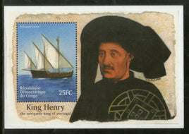 Congo Zaire 2001 Portuguese Caravel Sailing Ships Transport Navigator King Henry Sc 1582 M/s MNH # 13570