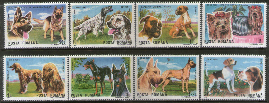 Romania 1990 Breeds of Dogs Pet Animals Sc 3610-17 MNH # 1359