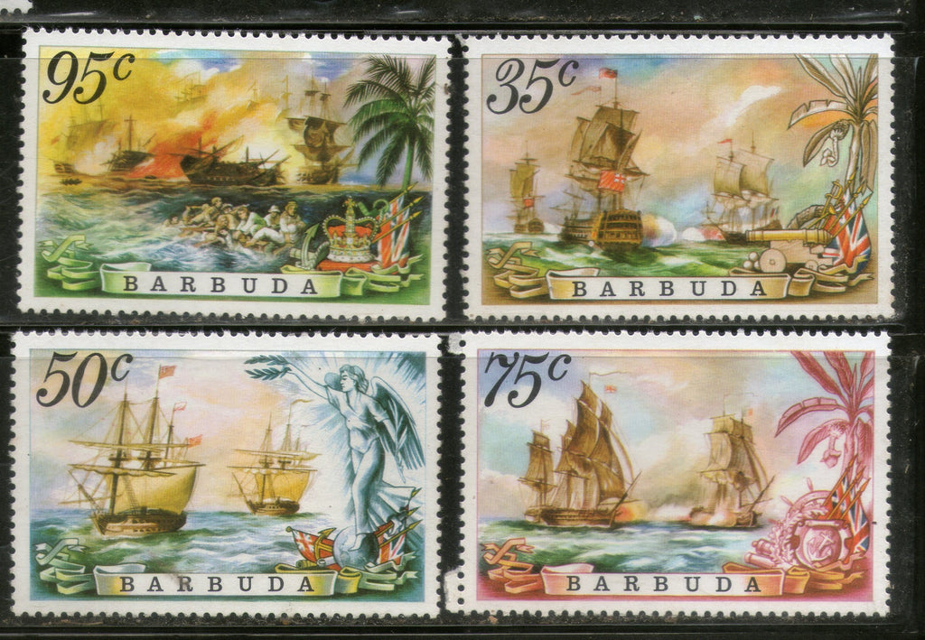 Barbuda 1975 Battle of the Saints Sailing Ships Transport Sc 209-12 MNH # 138 - Phil India Stamps