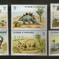 St. Thomas & Prince Islands 1982 Dinosaurs Pre Historic Animals Sc 664-69 MNH # 1454