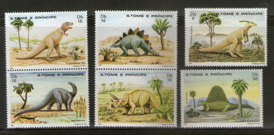 St. Thomas & Prince Islands 1982 Dinosaurs Pre Historic Animals Sc 664-69 MNH # 1454