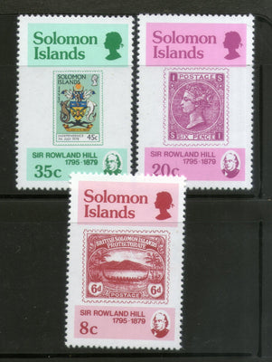 Solomon Is. 1979 Sir Rowland Hill Stamp on Stamp 3v MNH # 1472