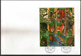 Guyana 1993 Wildlife Animals Fauna Sc 2670 Sheetlet FDC # 15072