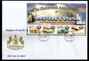 Lesotho 2004 Powered Flight Aviation Transport Sc 1334 Sheetlet FDC # 15081