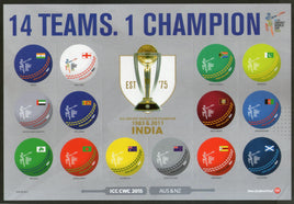 New Zealand 2015 ICC Cricket World Cup India Customized Odd Shaped Sheetlet MNH # 15114