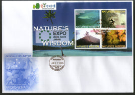 Micronesia 2005 Nature Wisdom Volcano Shark Coral Sc 651 Sheetlet FDC # 15170