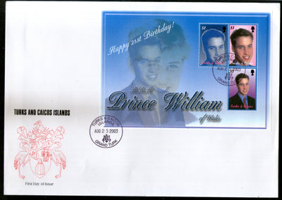 Turks & Caicos Islands 2003 Prince William Sc 1414 Sheetlet FDC # 15199