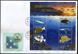 Micronesia 2001 Under Water Fishes Marine Life Animals Sc 445 Sheetlet FDC # 15201