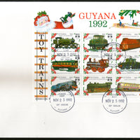 Guyana 1992 Toy Trains Locomotive Railway Sc 2622 Sheetlet FDC # 15202