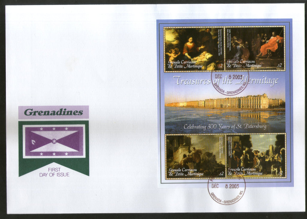 Grenada 2003 Treasures of the Hermitage Paintings Sc 2511 Sheetlet on FDC # 15213