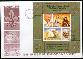 Gambia 1998 Mahatma Gandhi of India Sc 2062 Sheetlet FDC # 15250