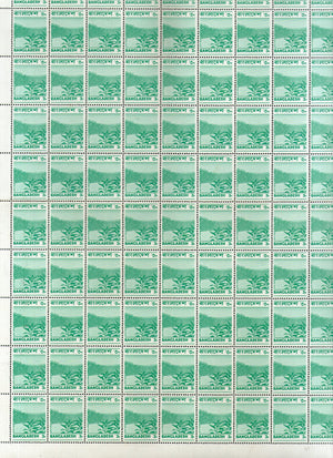 Bangladesh 1973 Jute Field Plant Tree Agriculture Sc 43 Full Sheet of 100 Stamps MNH # 15268