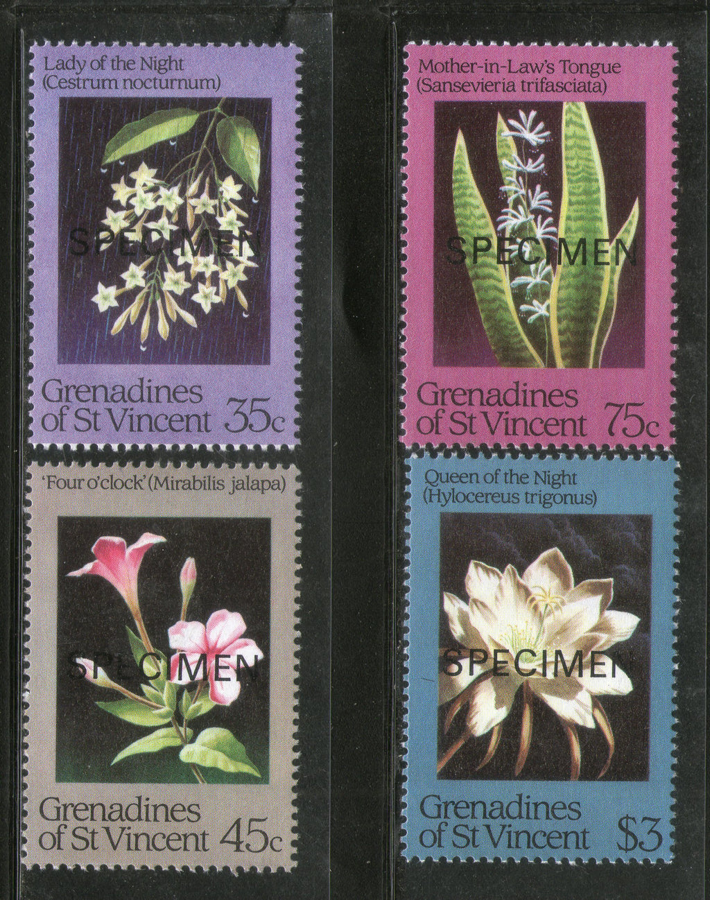 St. Vincent Grenadines 1984 Night-blooming Flowers SPECIMEN Sc 437-40 MNH # 157 - Phil India Stamps