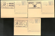 India 2020 3 Diff. COVID-19 Black Slogan Cancellation on Gandhi Post Card Mint # 16100