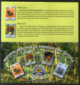India 2000 ASIANA Natural Heritage of Manipur & Tripura Wildlife Flora Deer Presentation Pack # 16152