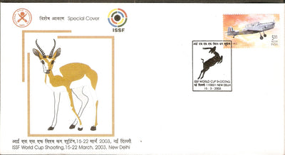 India 2003 ISSF World Cup Shooting Antelope Sport Special Cover # 16170