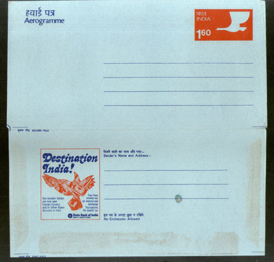 India 160p Swan Destination India SBI Advt. on Postal Stationary Aerogramme MINT # 16175